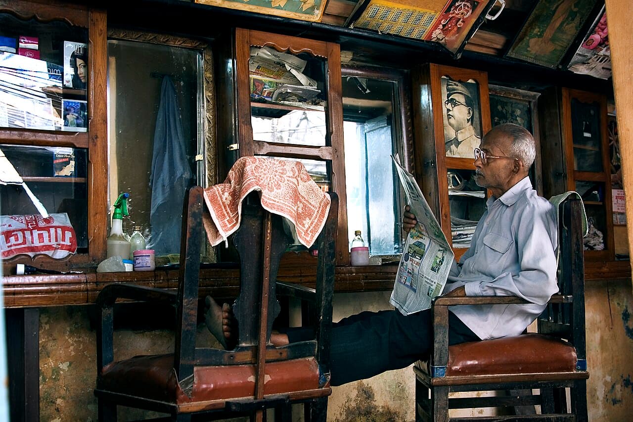 A hairdresser's shop in Varanasi